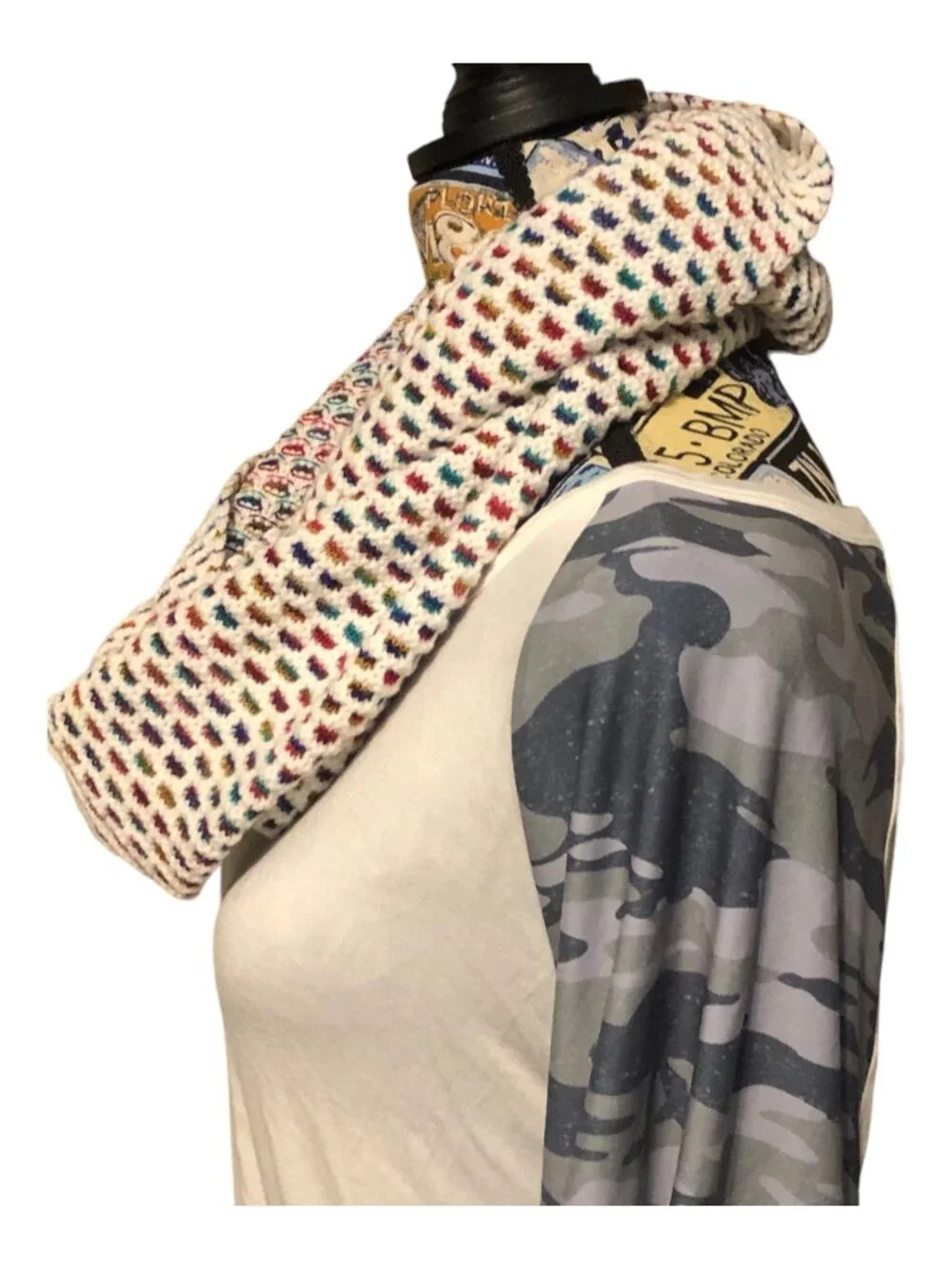 Talbots Multi Color Rainbow Tones Accent  Warm Textured Infinity Scarf